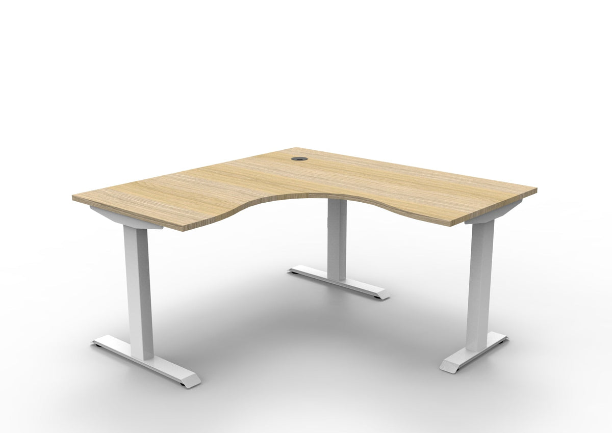 Rapidline Boost Static Corner Workstation 1500 x 1500 x 750mm Natural Oak / White Satin