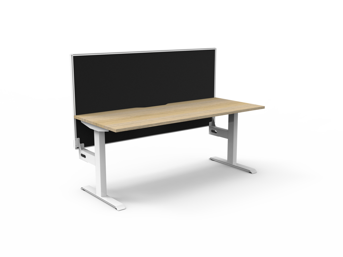 Rapidline Boost Static Single Sided Workstation 1500 x 750mm with Screen Natural Oak / White Satin