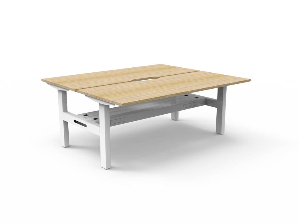 Rapidline Boost Static Back to Back Workstation 1800 x 750mm with Cable Tray Natural Oak / White Satin