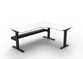 Rapidline Boost Static Corner Workstation 1800 x 1500 x 750mm with Cable Tray Natural White / Black Satin