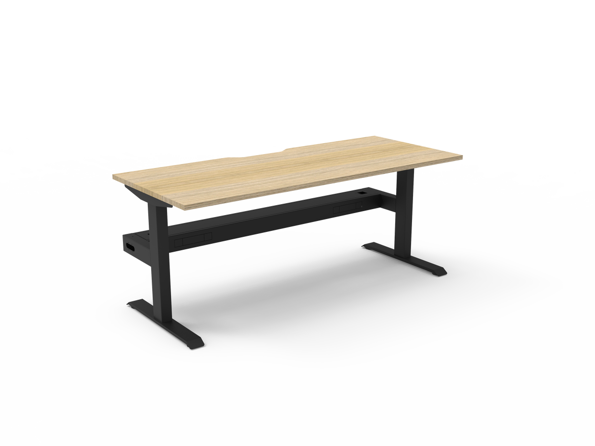 Rapidline Boost Static Single Sided Workstation 1800 x 750mm with Cable Tray Natural Oak / Black Satin