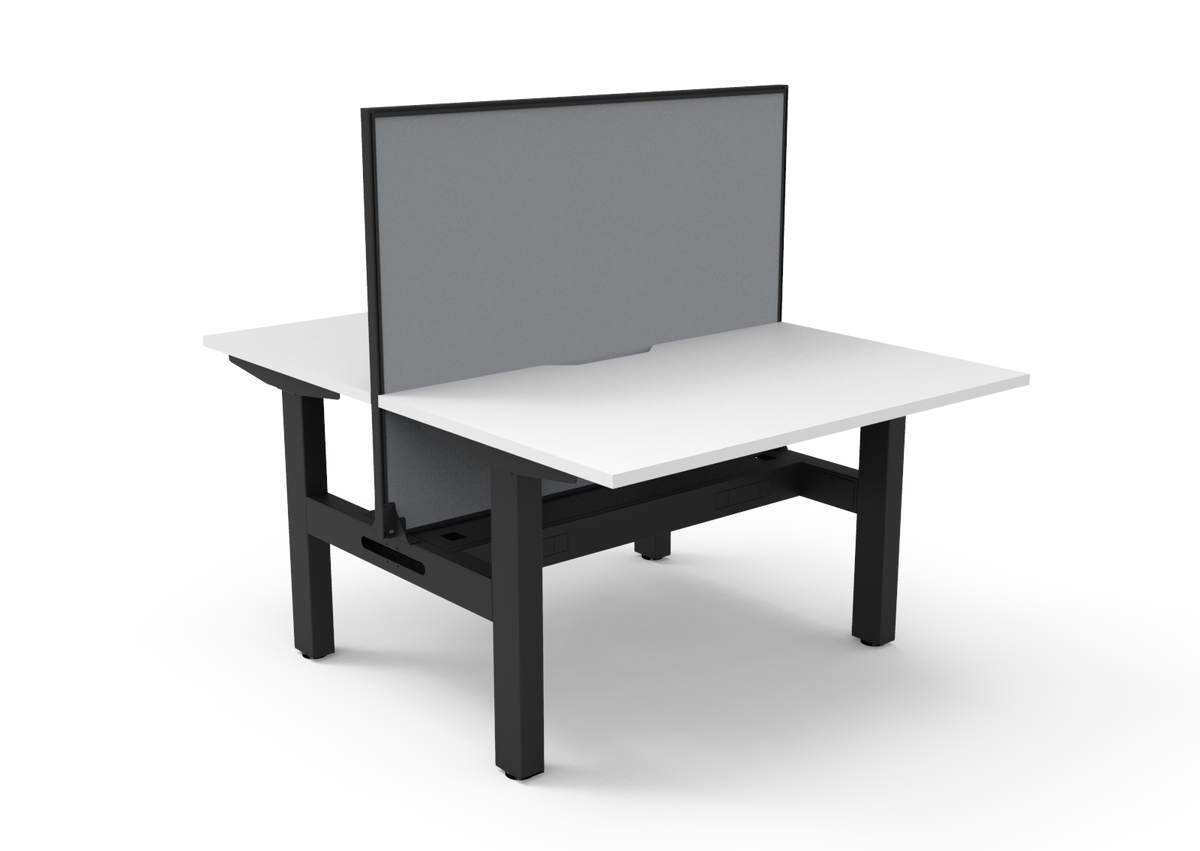 Rapidline Boost Static Back to Back Workstation 1200 x 750mm with Screen and Cable Tray Natural White / Black Satin