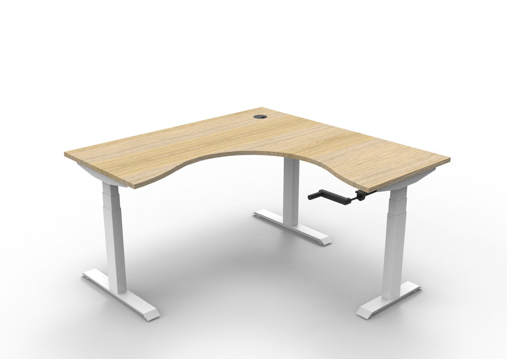Rapidline Boost Crank Corner Workstation 1500 x 1500 x 750mm Natural Oak / White Satin