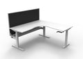 Rapidline Boost Crank Corner Workstation 1800 x 1800 x 750mm with Screen and Cable Tray Natural White / White Satin
