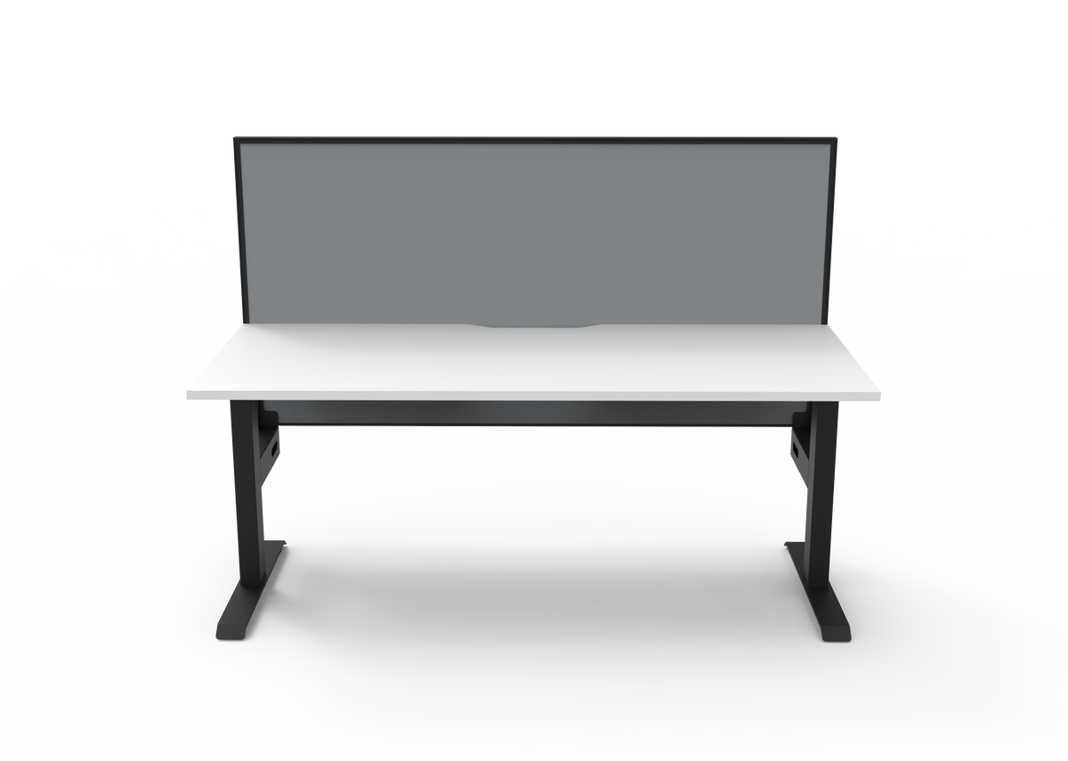 Rapidline Boost Static Single Sided Workstation 1500 x 750mm with Screen Natural White / Black Satin