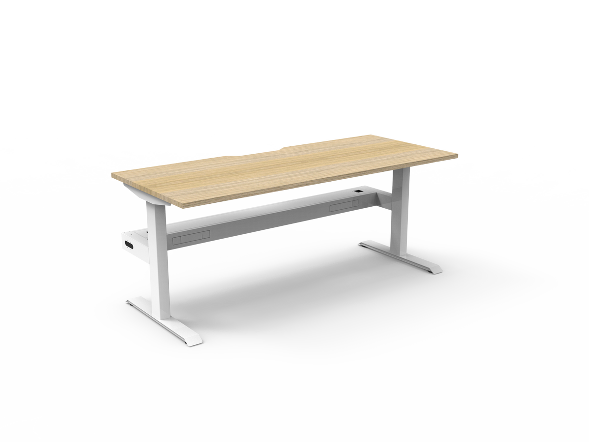Rapidline Boost Static Single Sided Workstation 1500 x 750mm with Cable Tray Natural Oak / White Satin