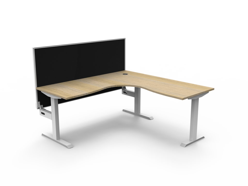 Rapidline Boost Static Corner Workstation 1800 x 1800 x 750mm with Screen Natural Oak / White Satin