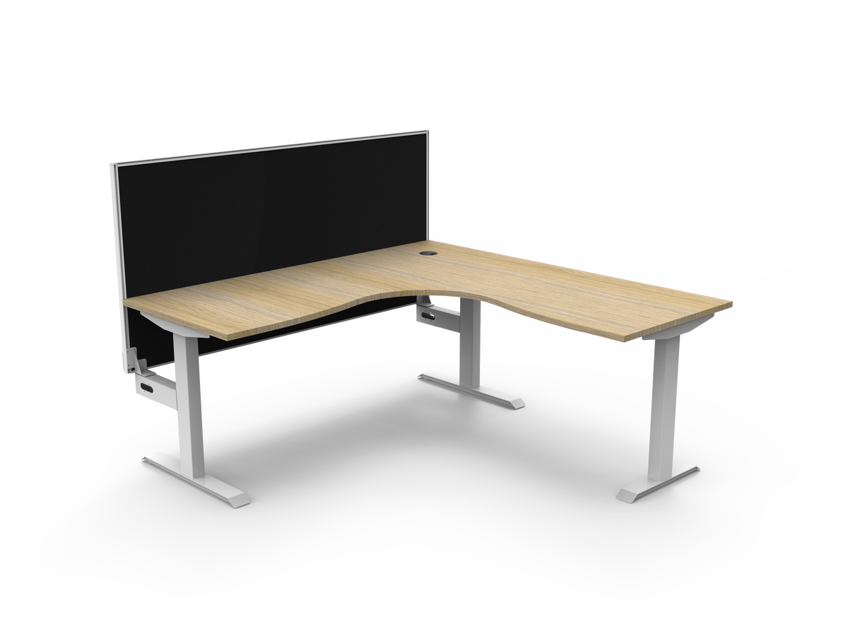 Rapidline Boost Static Corner Workstation 1800 x 1800 x 750mm with Screen Natural Oak / White Satin