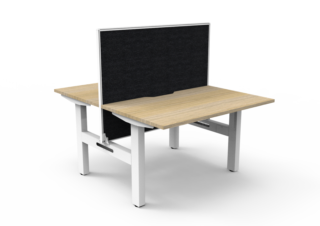 Rapidline Boost Static Back to Back Workstation 1200 x 750mm with Screen Natural Oak / White Satin