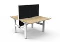 Rapidline Boost Static Back to Back Workstation 1200 x 750mm with Screen Natural Oak / White Satin