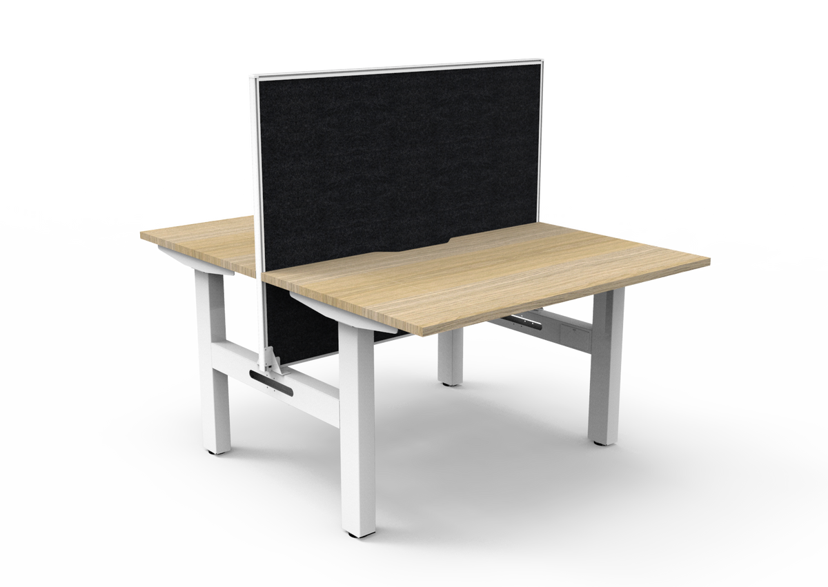 Rapidline Boost Static Back to Back Workstation 1200 x 750mm with Screen Natural Oak / White Satin