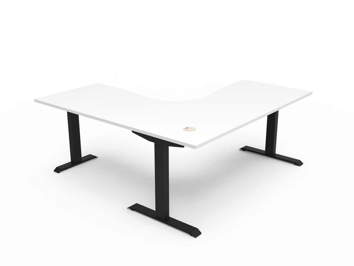 Rapidline Boost Static Corner Workstation 1800 x 1800 x 750mm Natural White / Black Satin