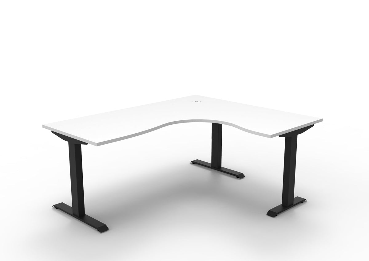 Rapidline Boost Static Corner Workstation 1800 x 1500 x 750mm Natural White / Black Satin