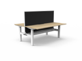 Rapidline Boost Static Back to Back Workstation 1500 x 750mm with Screen and Cable Tray Natural Oak / White Satin