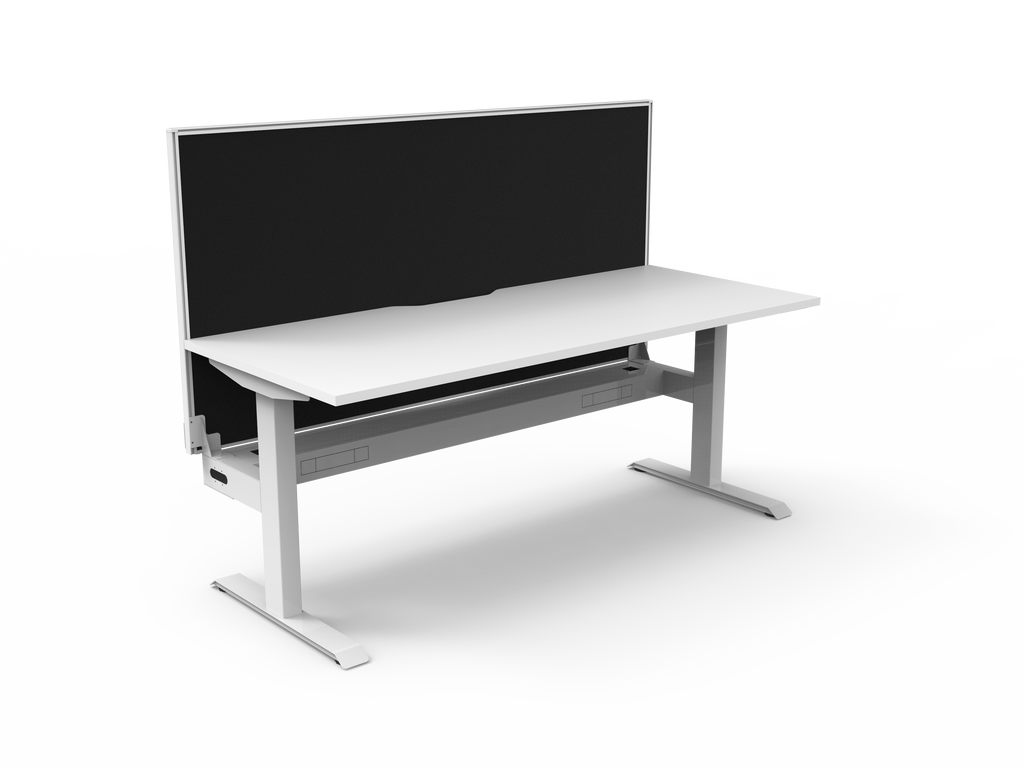 Rapidline Boost Static Single Sided Workstation 1800 x 750mm with Screen and Cable Tray Natural White / White Satin