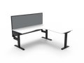 Rapidline Boost Static Corner Workstation 1800 x 1800 x 750mm with Screen Natural White / Black Satin