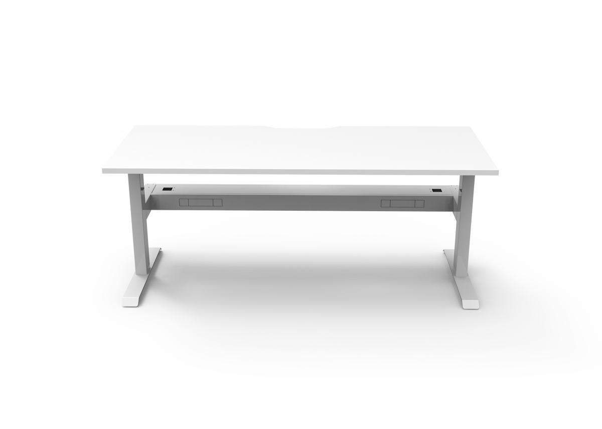 Rapidline Boost Static Single Sided Workstation 1800 x 750mm with Cable Tray Natural White / White Satin