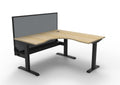 Rapidline Boost Static Corner Workstation 1500 x 1500 x 750mm with Screen and Cable Tray Natural Oak / Black Satin