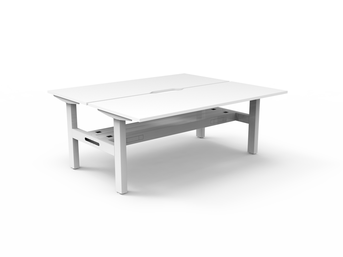 Rapidline Boost Static Back to Back Workstation 1500 x 750mm with Cable Tray Natural White / White Satin