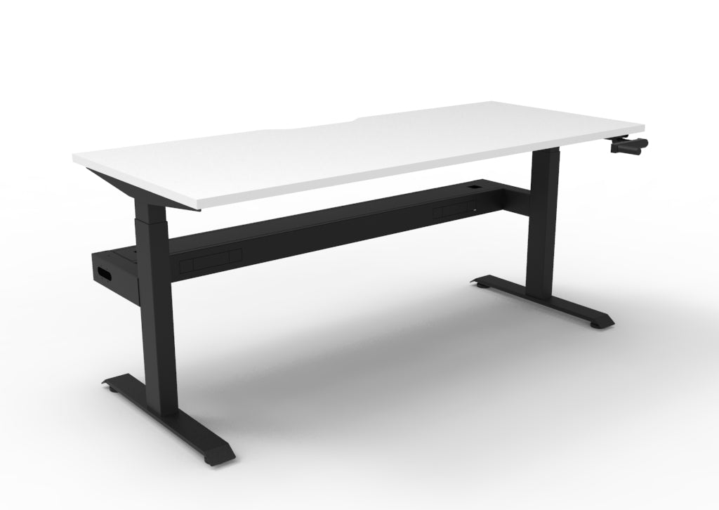 Rapidline Boost Crank Single Sided Workstation 1500 x 750mm with Cable Tray Natural White / Black Satin