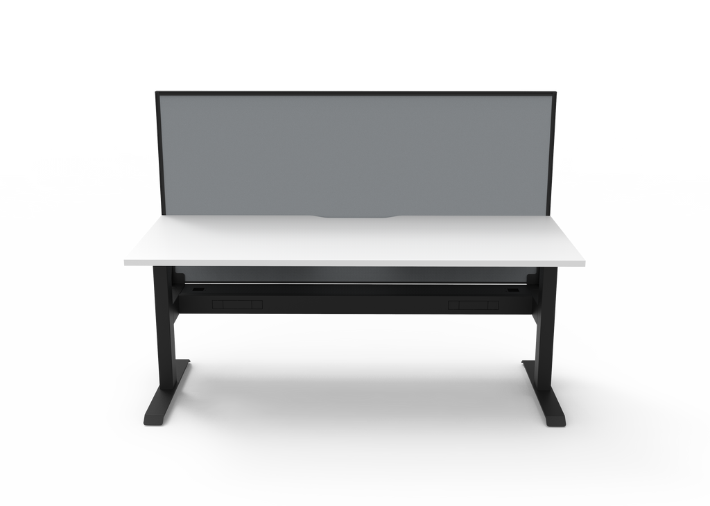 Rapidline Boost Static Single Sided Workstation 1200 x 750mm with Screen and Cable Tray Natural White / Black Satin