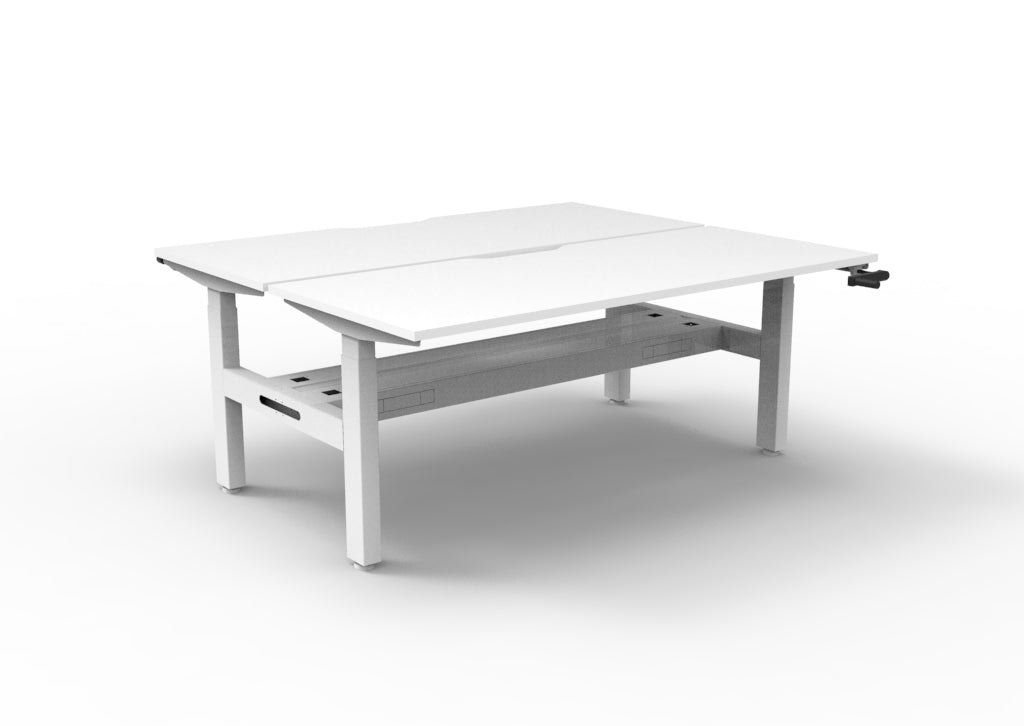 Rapidline Boost Crank Back to Back Workstation 1200 x 750mm with Cable Tray Natural White / White Satin