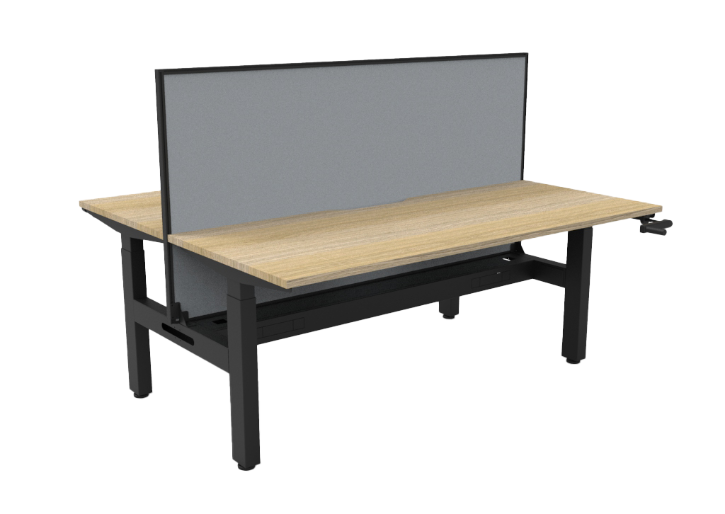Rapidline Boost Crank Back to Back Workstation 1200 x 750mm with Screen and Cable Tray Natural Oak / Black Satin