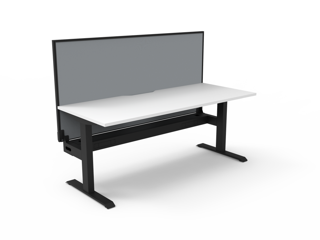 Rapidline Boost Static Single Sided Workstation 1200 x 750mm with Screen and Cable Tray Natural White / Black Satin
