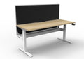 Rapidline Boost Crank Single Sided Workstation 1800 x 750mm with Screen and Cable Tray Natural Oak / White Satin