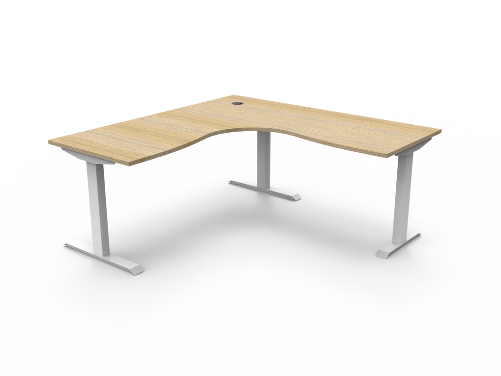 Rapidline Boost Static Corner Workstation 1800 x 1800 x 750mm Natural Oak / White Satin