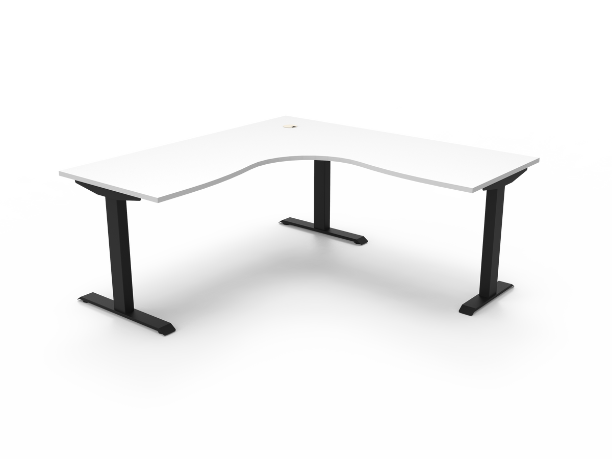 Rapidline Boost Static Corner Workstation 1800 x 1800 x 750mm Natural White / Black Satin
