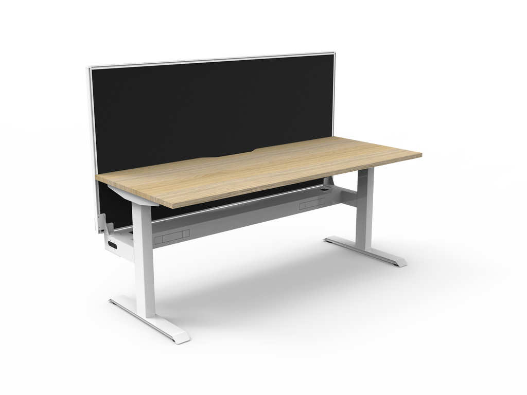 Rapidline Boost Static Single Sided Workstation 1500 x 750mm with Screen and Cable Tray Natural Oak / White Satin