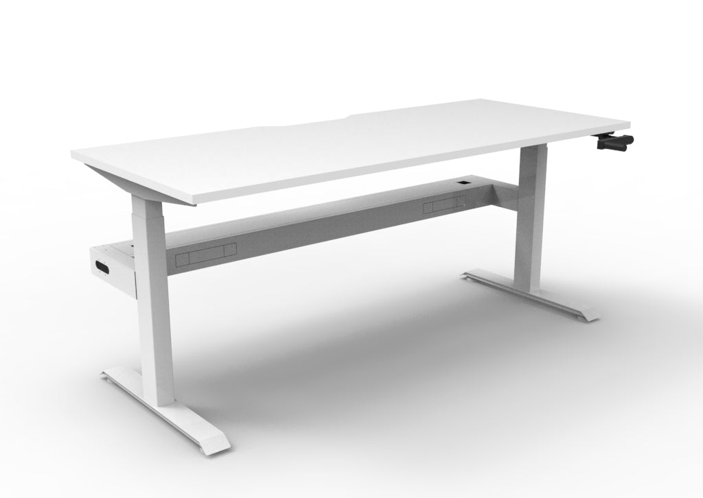Rapidline Boost Crank Single Sided Workstation 1200 x 750mm with Cable Tray Natural White / White Satin