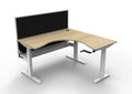 Rapidline Boost Crank Corner Workstation 1500 x 1500 x 750mm with Screen and Cable Tray Natural Oak / White Satin