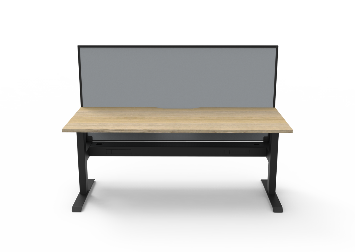Rapidline Boost Static Single Sided Workstation 1800 x 750mm with Screen and Cable Tray Natural Oak / Black Satin