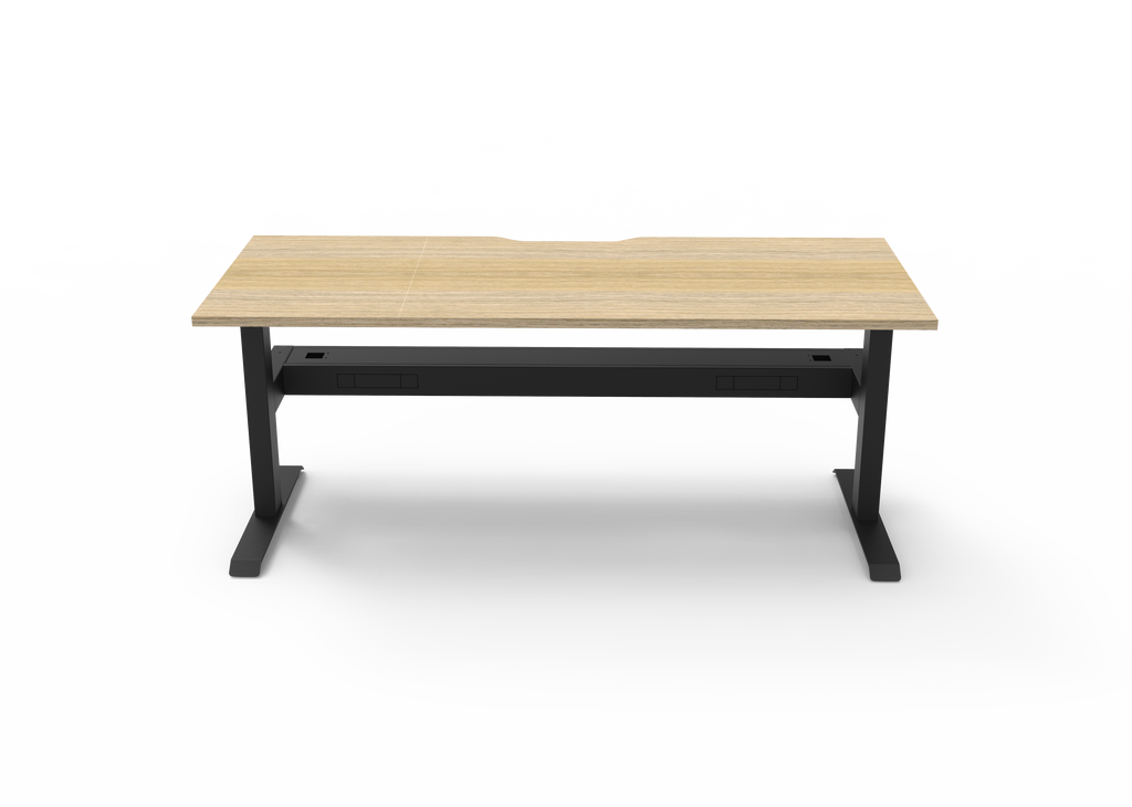 Rapidline Boost Static Single Sided Workstation 1500 x 750mm with Cable Tray Natural Oak / Black Satin