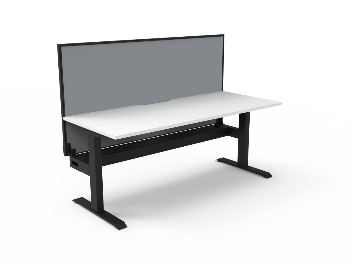 Rapidline Boost Static Single Sided Workstation 1500 x 750mm with Screen and Cable Tray Natural White / Black Satin
