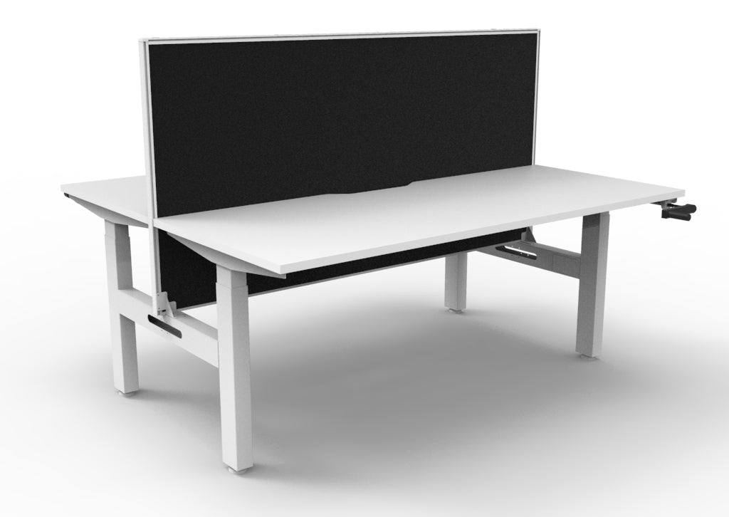 Rapidline Boost Crank Back to Back Workstation 1200 x 750mm with Screen Natural White / White Satin