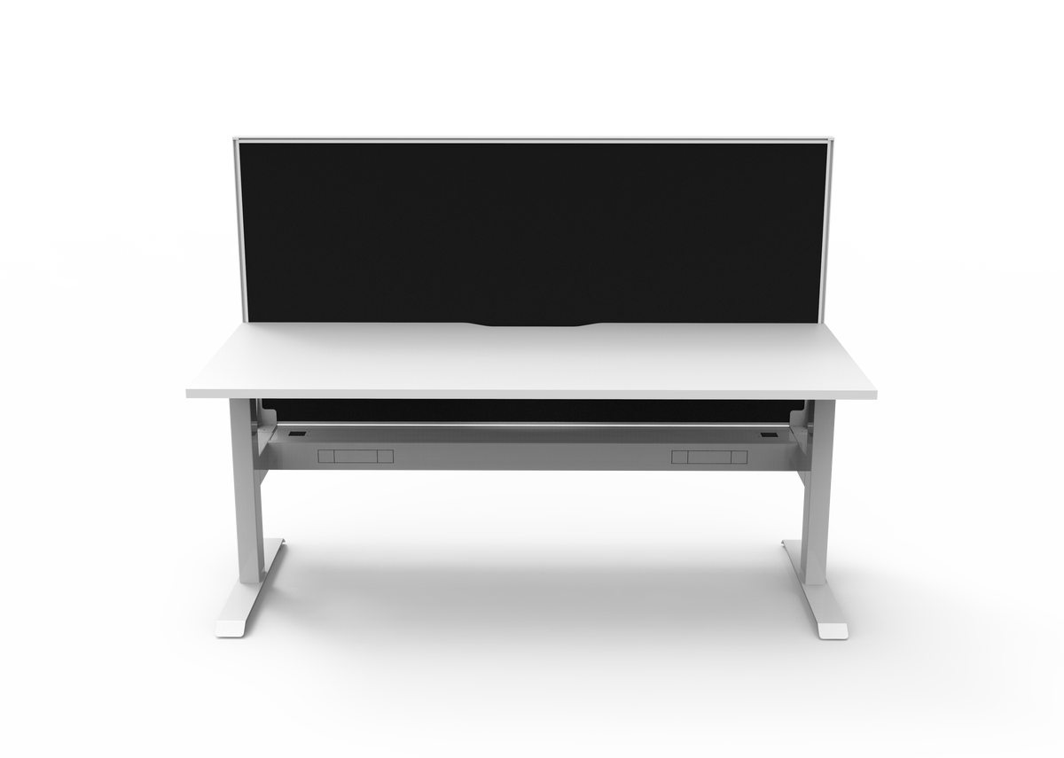 Rapidline Boost Static Single Sided Workstation 1200 x 750mm with Screen and Cable Tray Natural White / White Satin
