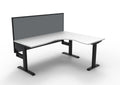 Rapidline Boost Static Corner Workstation 1800 x 1500 x 750mm with Screen Natural White / Black Satin