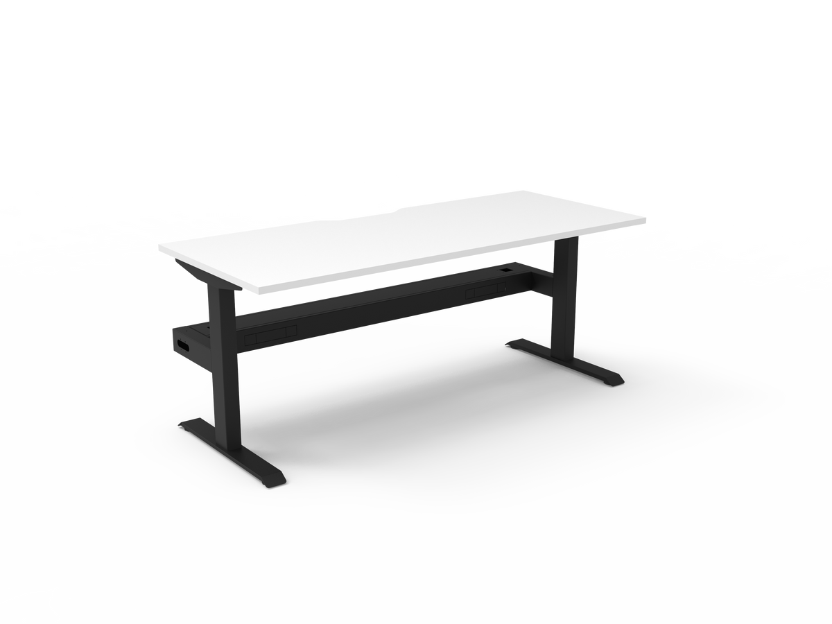 Rapidline Boost Static Single Sided Workstation 1800 x 750mm with Cable Tray Natural White / Black Satin