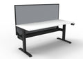 Rapidline Boost Crank Single Sided Workstation 1500 x 750mm with Screen and Cable Tray Natural White / Black Satin
