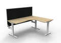 Rapidline Boost Static Corner Workstation 1800 x 1500 x 750mm with Screen Natural Oak / White Satin