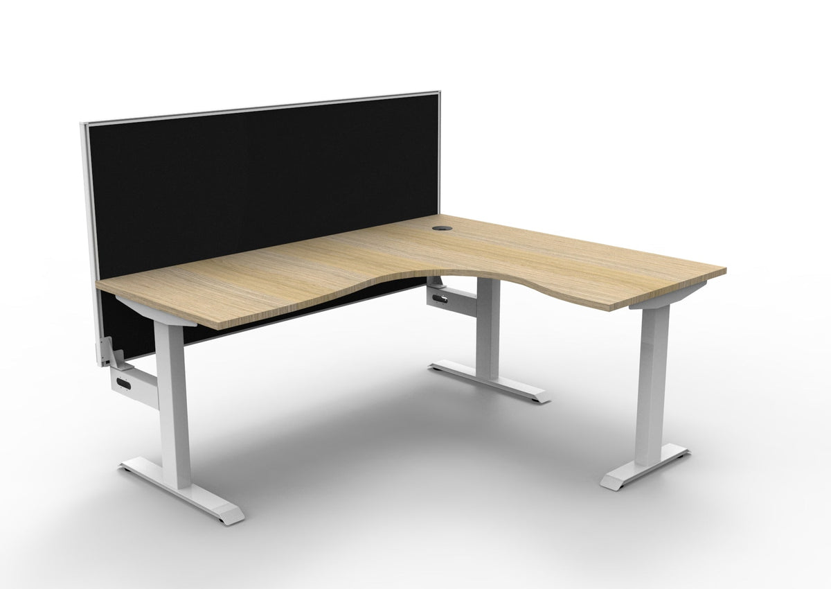Rapidline Boost Static Corner Workstation 1800 x 1500 x 750mm with Screen Natural Oak / White Satin