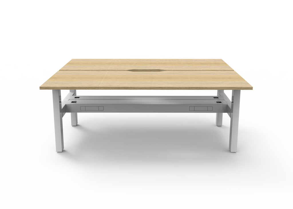Rapidline Boost Static Back to Back Workstation 1800 x 750mm with Cable Tray Natural Oak / White Satin