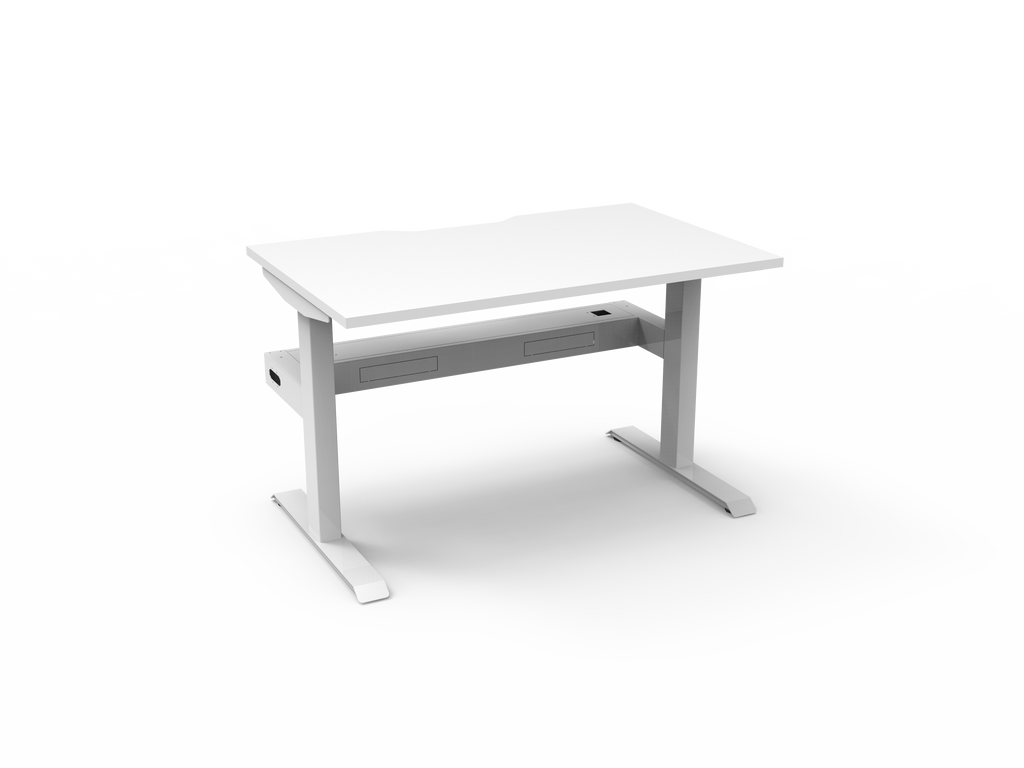 Rapidline Boost Static Single Sided Workstation 1200 x 750mm with Cable Tray Natural White / White Satin