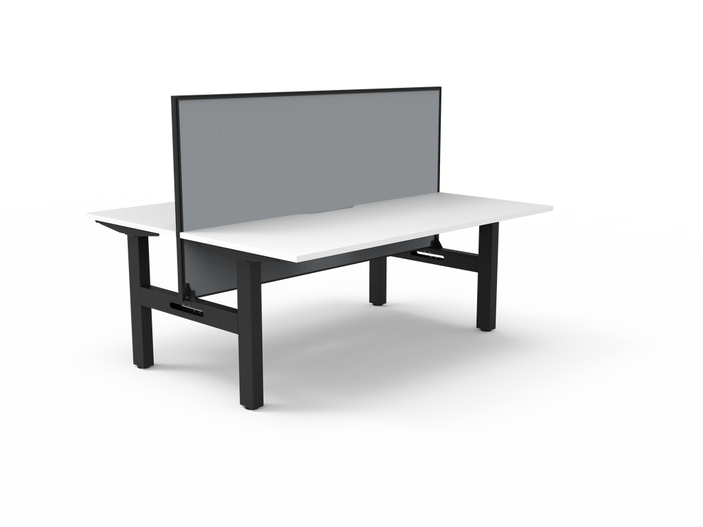 Rapidline Boost Static Back to Back Workstation 1500 x 750mm with Screen Natural White / Black Satin