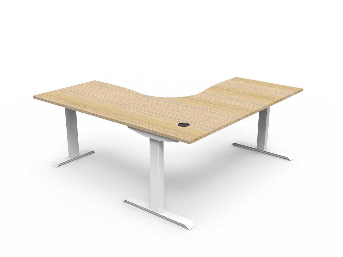 Rapidline Boost Static Corner Workstation 1800 x 1800 x 750mm Natural Oak / White Satin
