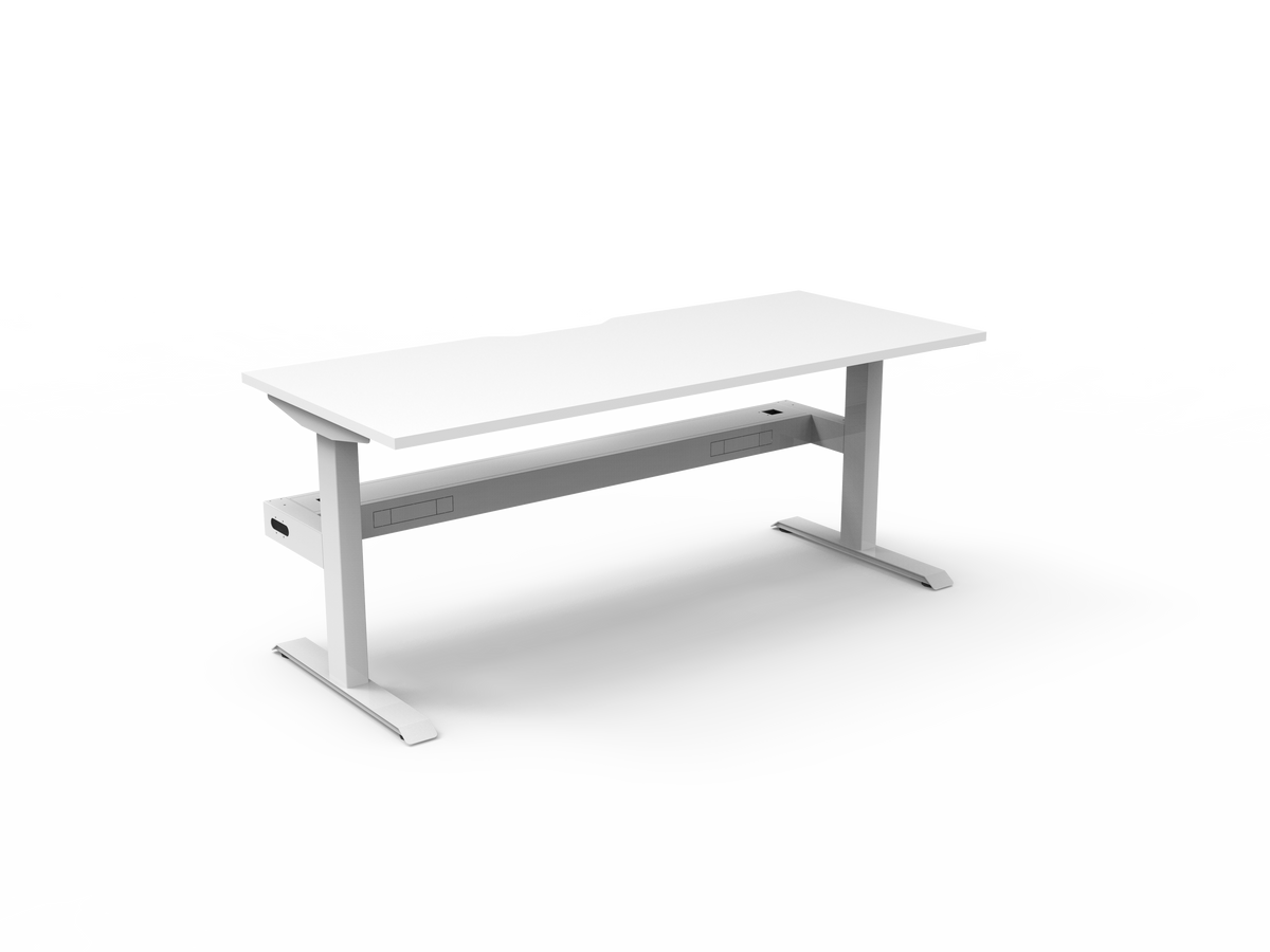 Rapidline Boost Static Single Sided Workstation 1800 x 750mm with Cable Tray Natural White / White Satin