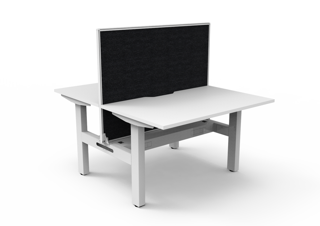 Rapidline Boost Static Back to Back Workstation 1200 x 750mm with Screen and Cable Tray Natural White / White Satin